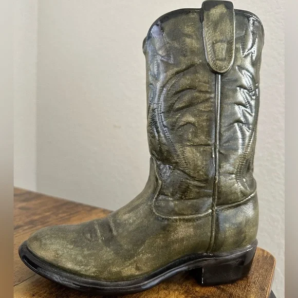 Ceramic Decorative Western Green Cowboy Boot Flower Vase/Planter Dark Green - Picture 3 of 7